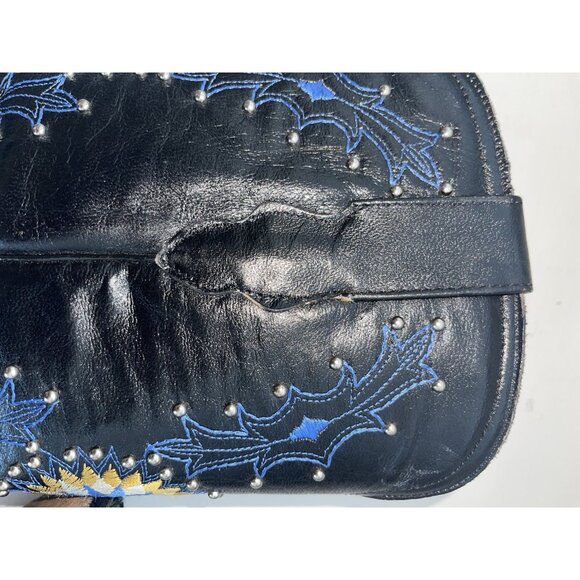 JUGO‎ Hand Embroidered Studded Men\'s Black Leather Cowboy Boots Size 9 main image 9